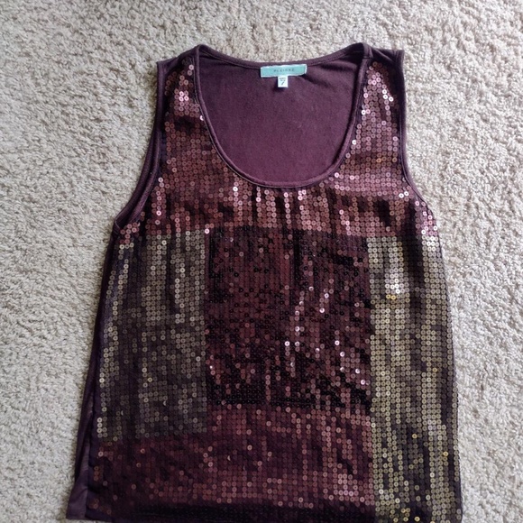 Brown Sequin Tank - Picture 1 of 7